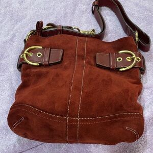 Elegant maroon Suede Shoulder Bag